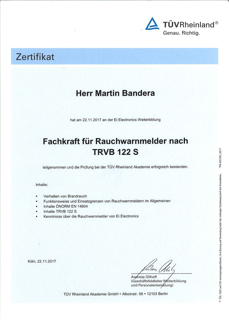 Fachkraft für Rauchwarnmelder